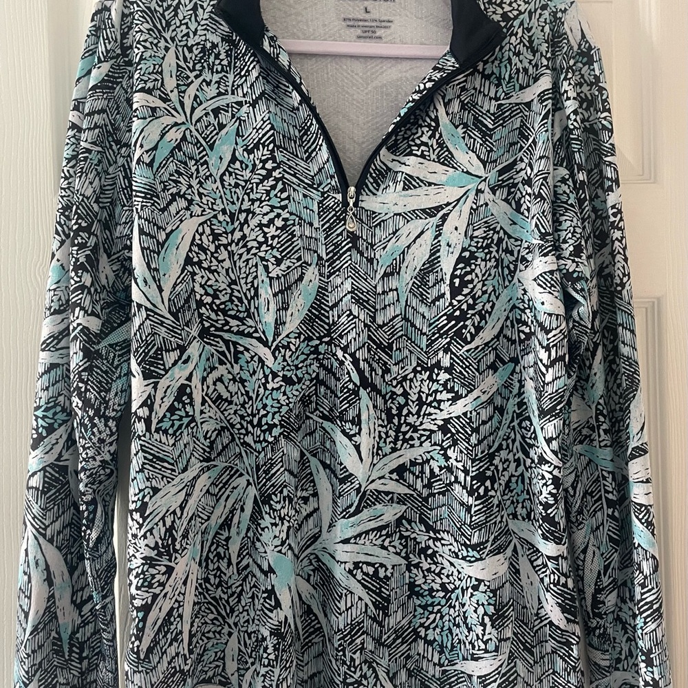 Chic Long Sleeve Leaf Print Top
